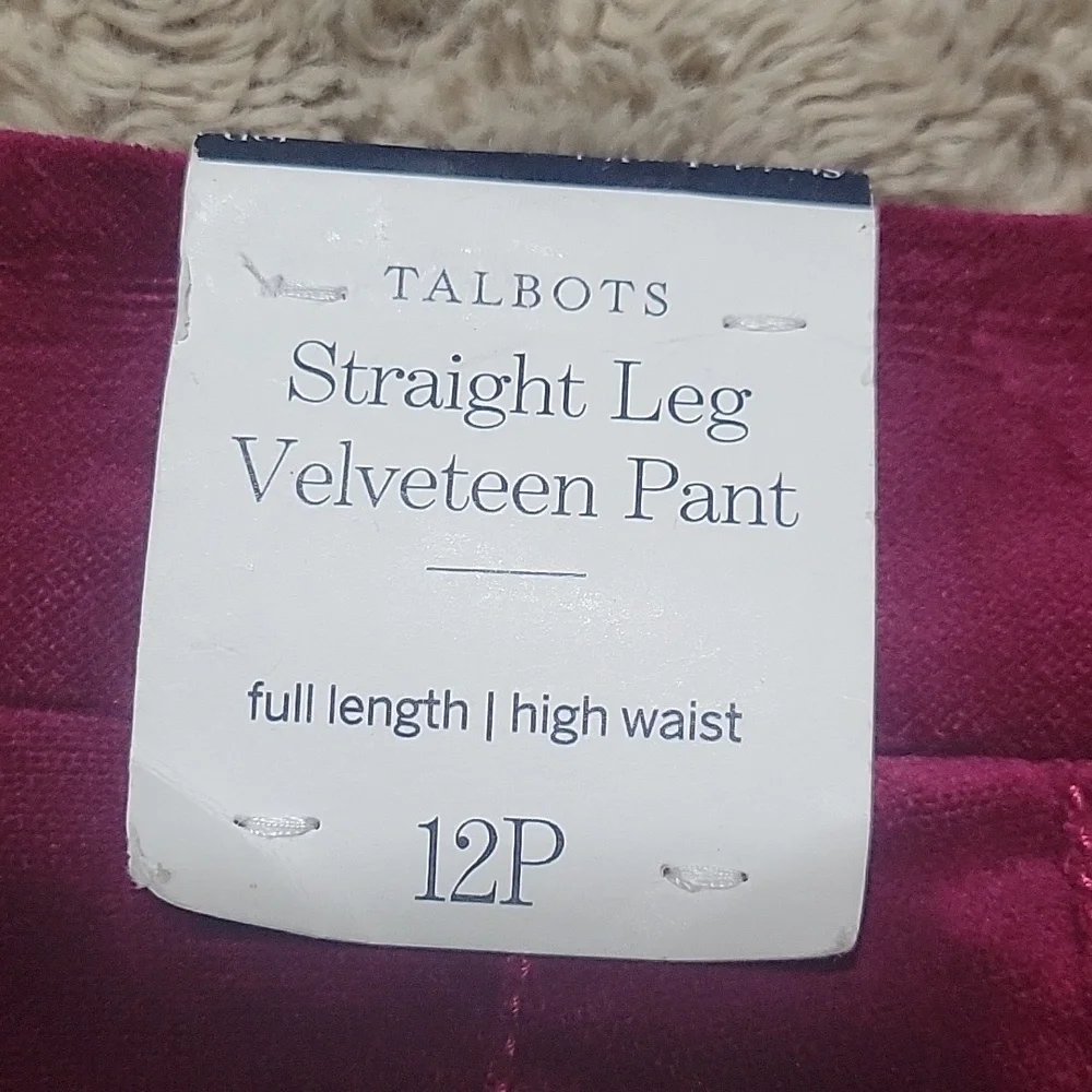 Talbots Straight Leg Velveteen Pants 12P - Picture 3 of 6